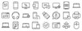 Mobile Devices line icons. Laptop, SSD and HDD. Vector Royalty Free Stock Photo