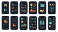 Mobile devices showing data visualizations Royalty Free Stock Photo