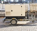 Mobile Diesel Backup Generator with Fuel Tanks Outdoor. Royalty Free Stock Photo