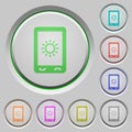 Mobile display brightness push buttons Royalty Free Stock Photo