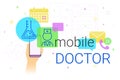 Mobile doctor and medicine research results on smartphone concept illustration