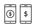 Mobile phone Dollar currency bill icon