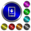 Mobile download luminous coin-like round color buttons