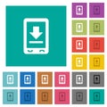 Mobile download square flat multi colored icons