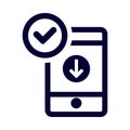 mobile, download, tick, check, mobile download complete icon