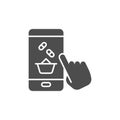 Mobile drugstore glyph icon. linear style sign for mobile concept and web design. Online medicine shopping glyph vector icon.