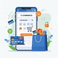 Mobile E-commerce Checkout and Shopping Concept Royalty Free Stock Photo