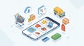 Mobile E-Commerce Shopping Isometric Design Royalty Free Stock Photo