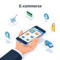 Mobile E-commerce Shopping Process Isometric Design Royalty Free Stock Photo