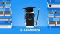 Mobile E-Laerning Conceptual Vector Illustration Online Education Advantage Points Cartoon Smartphone In Grad Hat