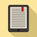 Mobile ebook icon, flat style