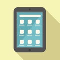 Mobile ebook icon flat vector. Online education