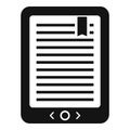 Mobile ebook icon, simple style