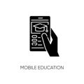 Mobile education black glyph icon Royalty Free Stock Photo