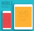 Mobile electronic devices on flat style concept