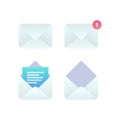 Mobile Email flat icon set, New incoming message notification, open message, e-mail sign. Social network, sms chat, spam, new mail Royalty Free Stock Photo