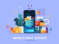 Mobile email service flat concept with gradients.