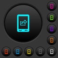 Mobile export data dark push buttons with color icons