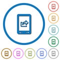 Mobile export data icons with shadows and outlines