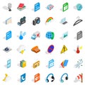 Mobile file icons set, isometric style