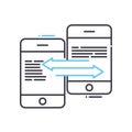 mobile file transfer line icon, outline symbol, vector illustration, concept sign