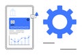 Mobile Financial Dashboard with Analytics Charts and Gear Icon for Settings and Optimization Royalty Free Stock Photo
