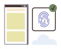 Mobile Fingerprint Authentication with Verified Security Confirmation Checkmark Royalty Free Stock Photo