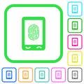 Mobile fingerprint identification vivid colored flat icons