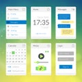 Mobile flat interface elements with colorful
