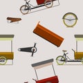 Mobile Food Bike Shop Vector Illustration Seamless Pattern