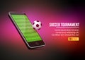 Mobile football soccer. Mobile sport play match. Online soccer game