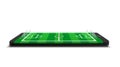 Mobile football soccer. Mobile sport play match. Online soccer game with live mobile app. Football field on the