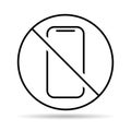 Mobile forbidden shadow icon, no use phone sign, ban smartphone label vector illustration Royalty Free Stock Photo