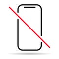 Mobile forbidden shadow icon, no use phone sign, ban smartphone label vector illustration Royalty Free Stock Photo