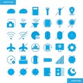 Mobile Function Blue Icons set style