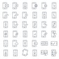 Mobile function outline icon set.Vector symbols. Vector illustration