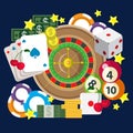 Mobile gamble online casino game play flat web gambling concept