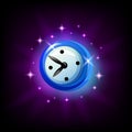 Mobile game clock or timer icon on black background. Vector graphic user interface element for mobile app, cartoon style Royalty Free Stock Photo