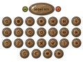 Mobile game round wooden buttons set. Isolated