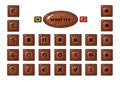 Mobile game square wooden buttons set. Isolated