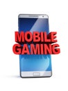 Mobile gaming concept, 3d letters on smart phone, 3d rendering