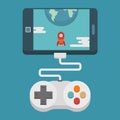 Mobile gaming concept , flat design Royalty Free Stock Photo