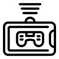 Mobile gaming platform logo with gamepad controller and signal