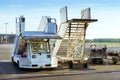 Mobile gangway on airport runway, Riga, Latvia Royalty Free Stock Photo