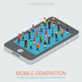 Mobile generation micro people isometric concept