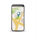 Mobile GPS navigation application. 3d map vector application for city gps route smartphone app.