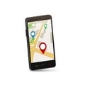 Mobile GPS navigation concept. 3d map vector application for city gps