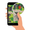 Mobile gps navigation on mobile phone with map and pin