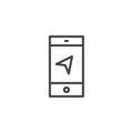 Mobile GPS navigation outline icon