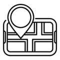 Mobile gps navigation showing location pin on city map